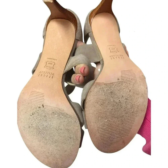 Stuart Weitzman Hug Me CrissCross Sandal Pump Suede Taupe Size 8 - Picture 11 of 11